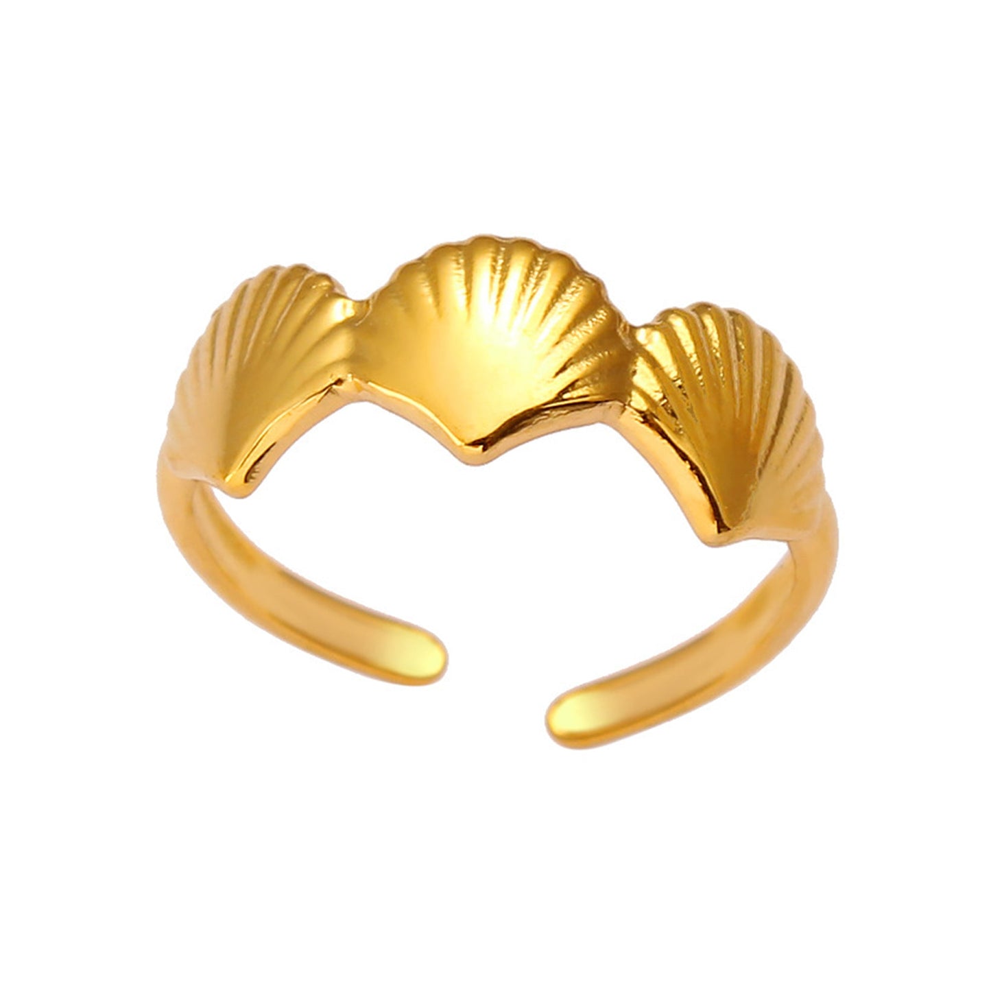 Bohemian Gold Shell Starfish Adjustable Rings for Women ummer Ocean Punk Jewelry