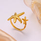 Bohemian Gold Shell Starfish Adjustable Rings for Women ummer Ocean Punk Jewelry