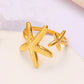 Bohemian Gold Shell Starfish Adjustable Rings for Women ummer Ocean Punk Jewelry