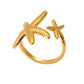 Bohemian Gold Shell Starfish Adjustable Rings for Women ummer Ocean Punk Jewelry
