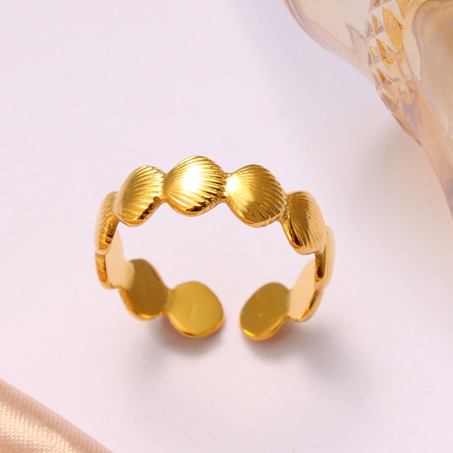 Bohemian Gold Shell Starfish Adjustable Rings for Women ummer Ocean Punk Jewelry