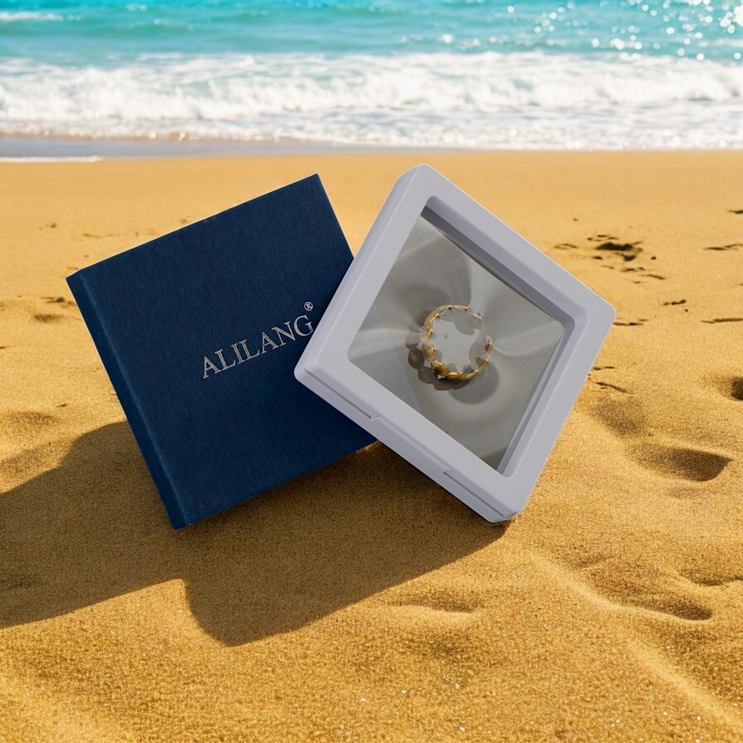 Bohemian Gold Shell Starfish Adjustable Rings for Women ummer Ocean Punk Jewelry