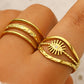 Palace Style Adjustable Chunky 18K Gold Open Ring Plated Hammered Dome Statement Jewelry