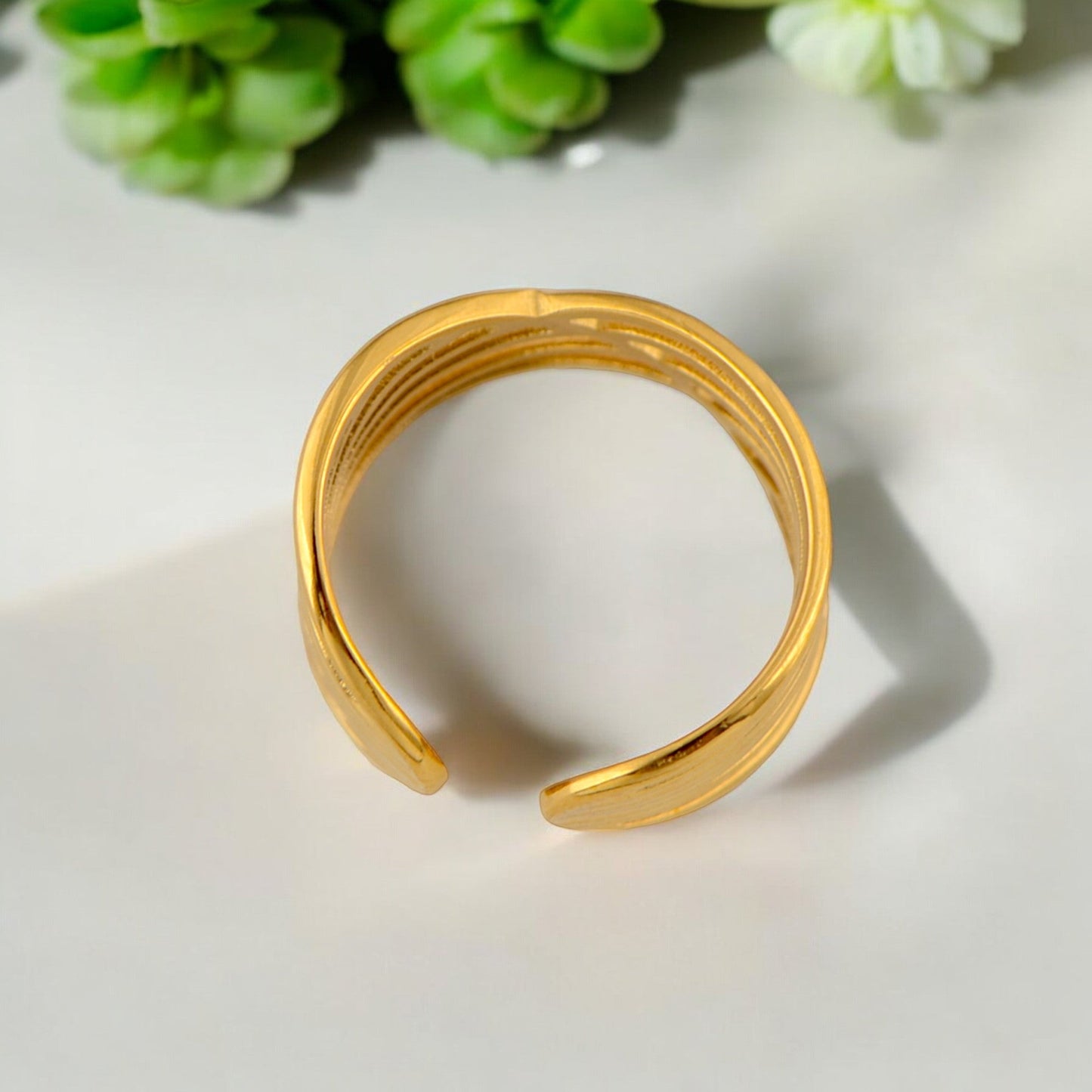 Palace Style Adjustable Chunky 18K Gold Open Ring Plated Hammered Dome Statement Jewelry