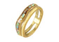 Alialng Golden Tone Titanium Steel Abalone Shell Inlay Promise Rings for Men Women Couples Wedding Band Double Layers