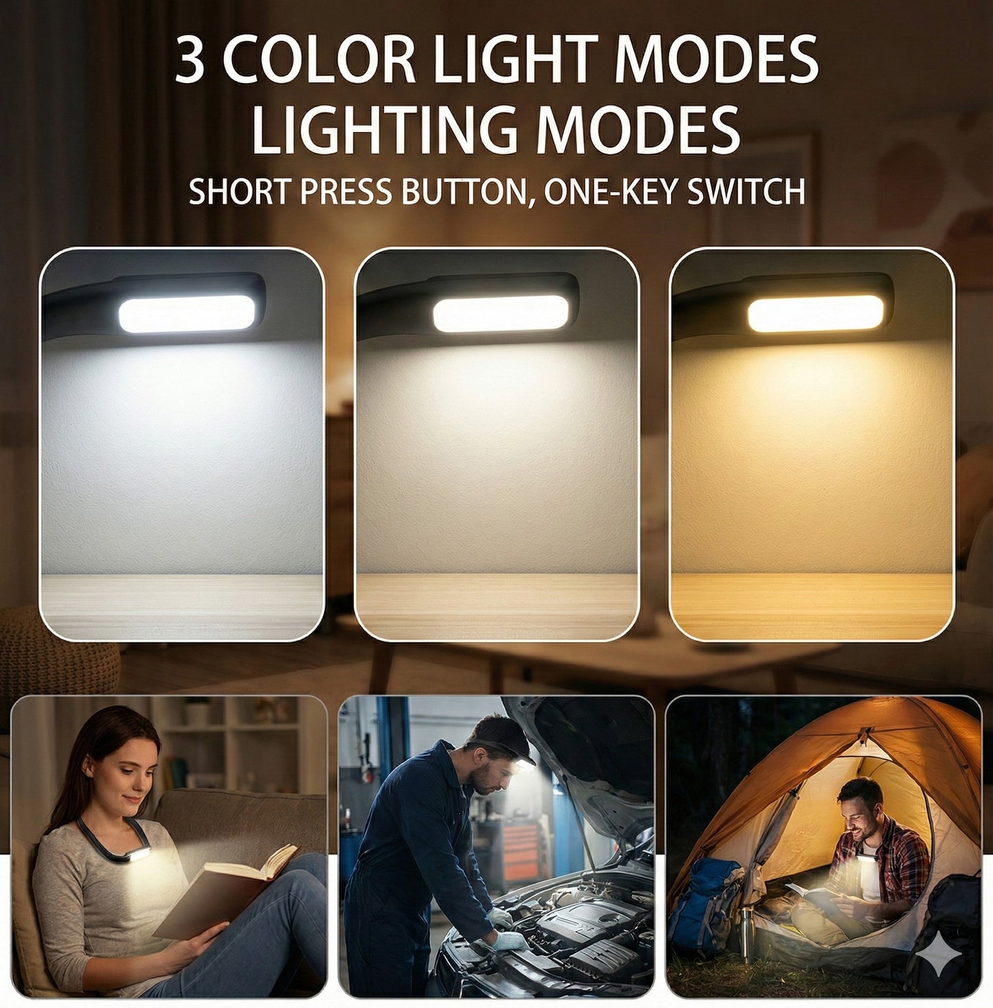 Flexible Neck Reading Light with Dual Adjustable Heads and Hands-Free Design
