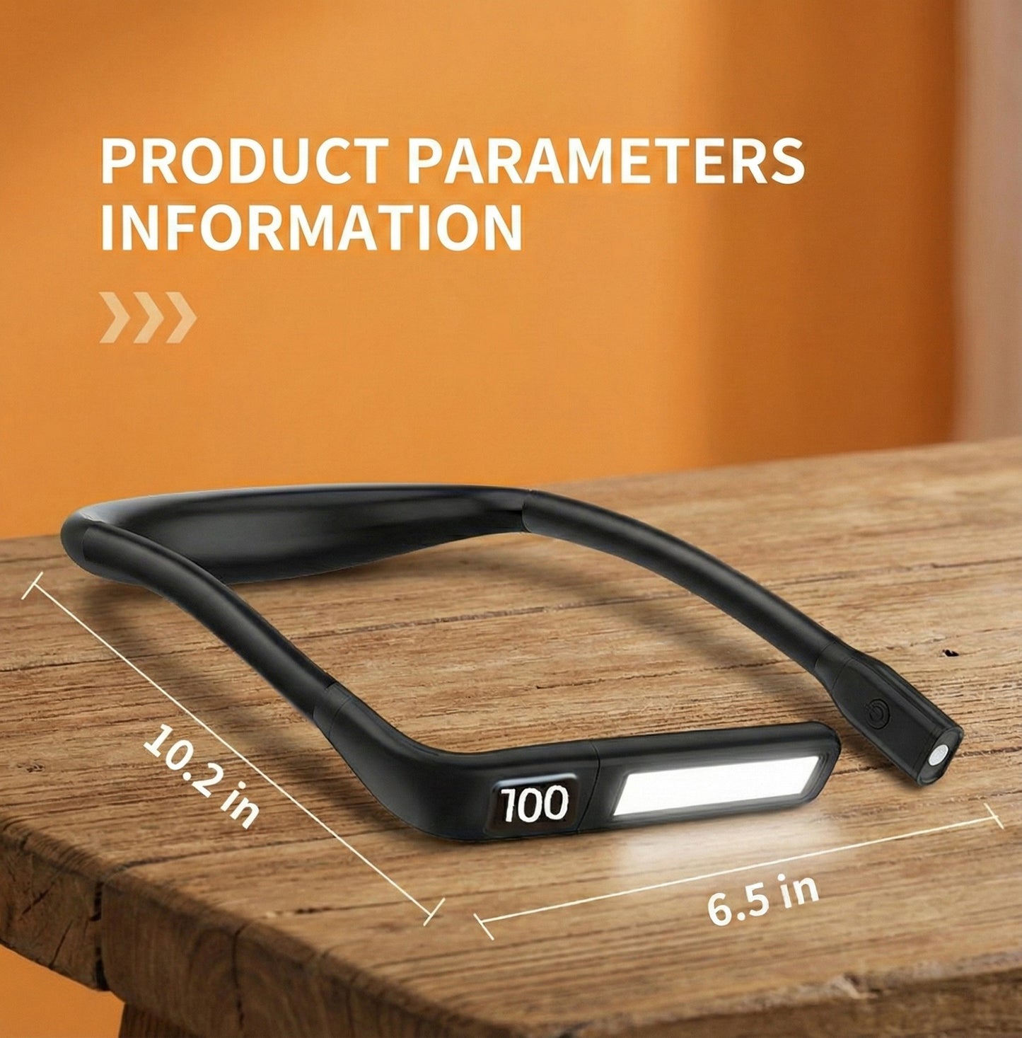 Wearable LED Neck Reading Light with Dual Flexible Arms and Digital Display