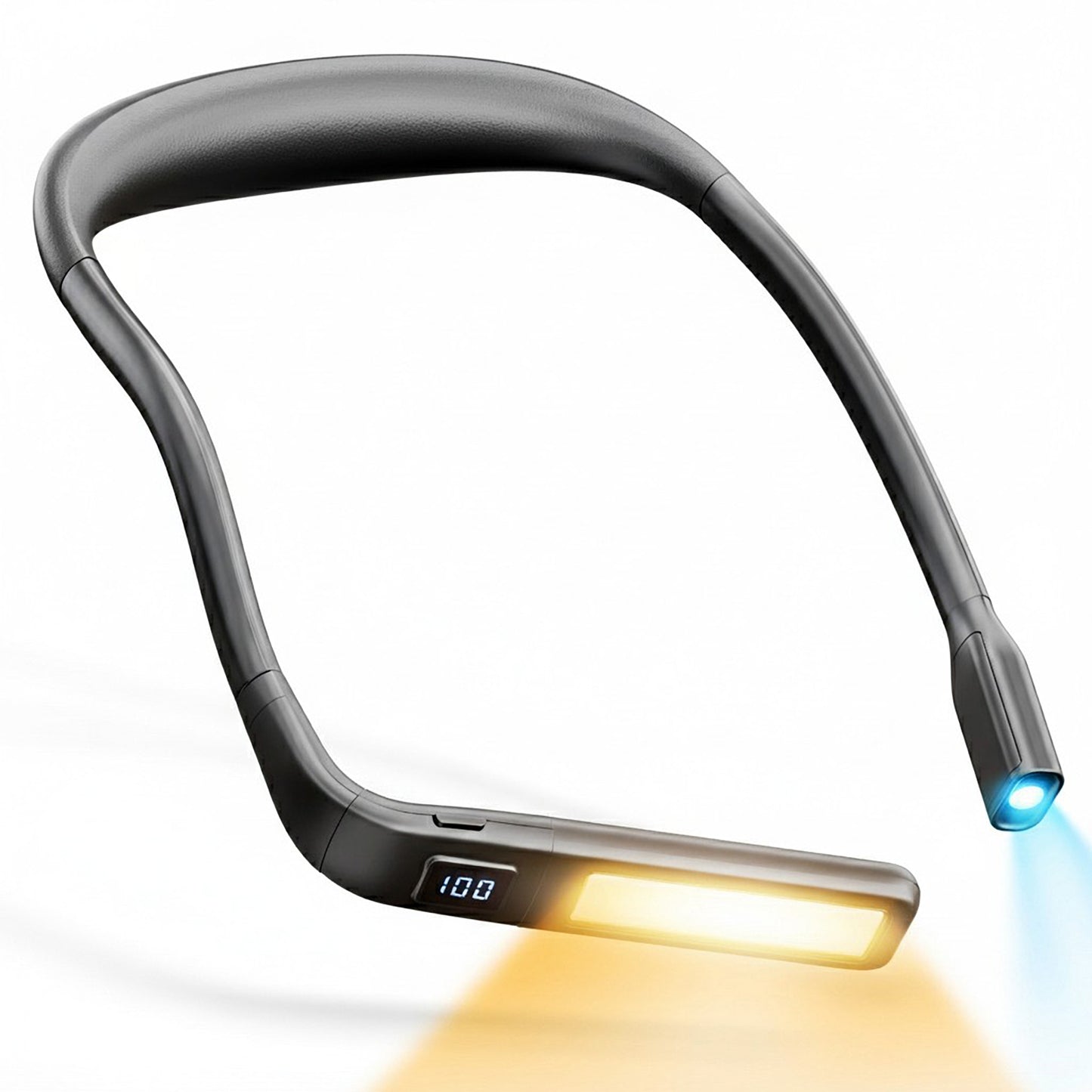 Wearable LED Neck Reading Light with Dual Flexible Arms and Digital Display
