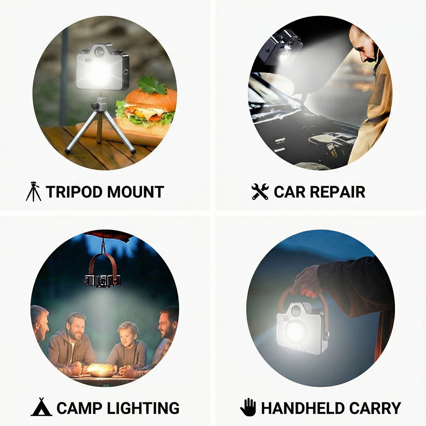 Retro Camera Style Rechargeable LED Light with Adjustable Brightness and Multiple Light Modes