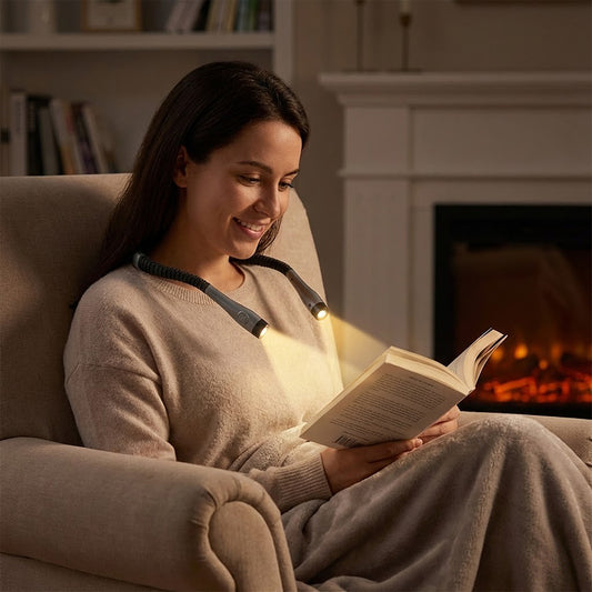 Wearable Neck Reading Light with Dual Adjustable LED Arms and Hands-Free Flexible Design