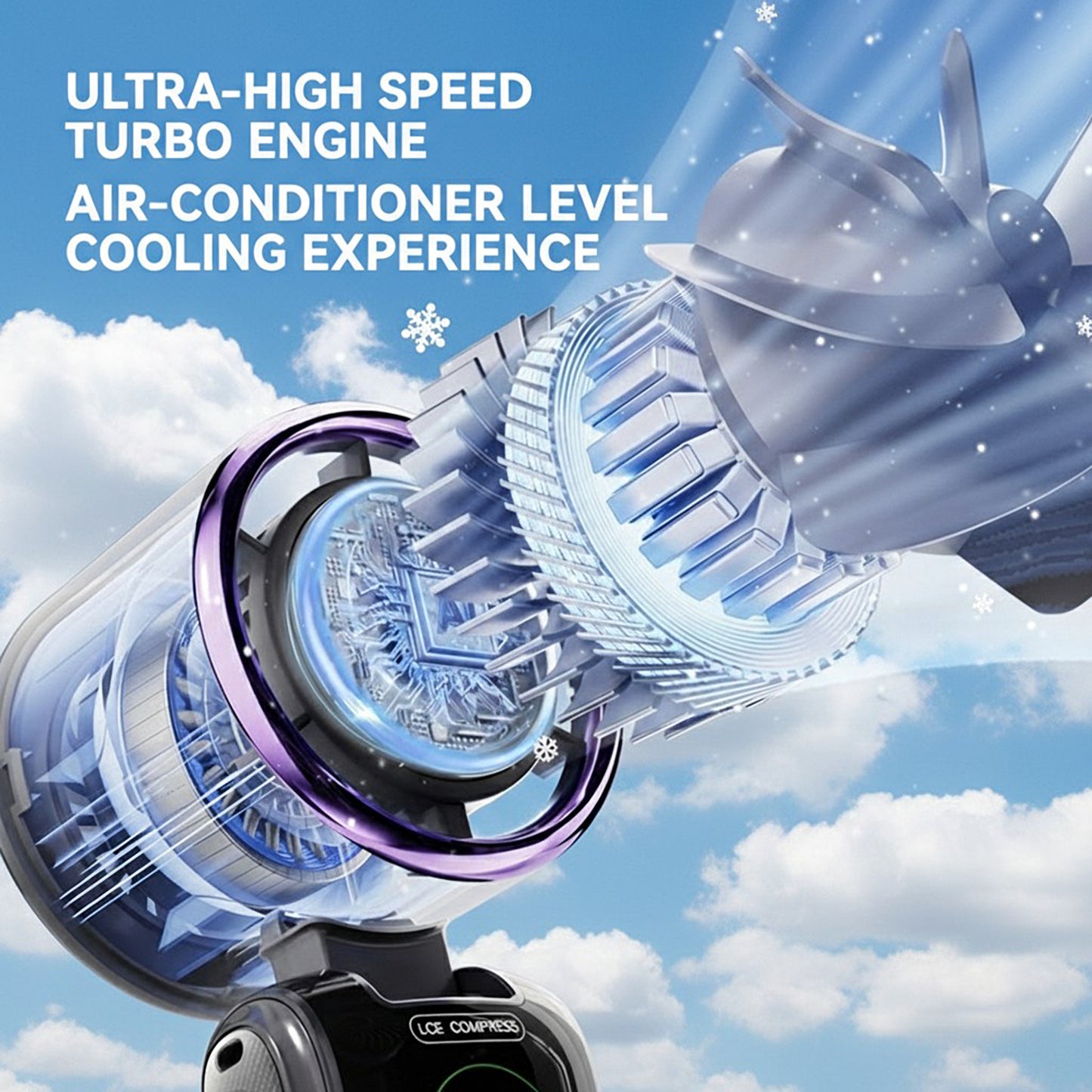 Handheld Turbo Fan with Digital Display and Adjustable Airflow Control