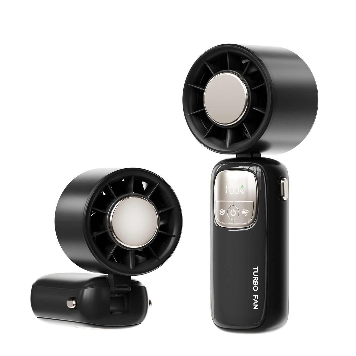 Handheld Turbo Fan with Foldable Head and Digital Display Controls