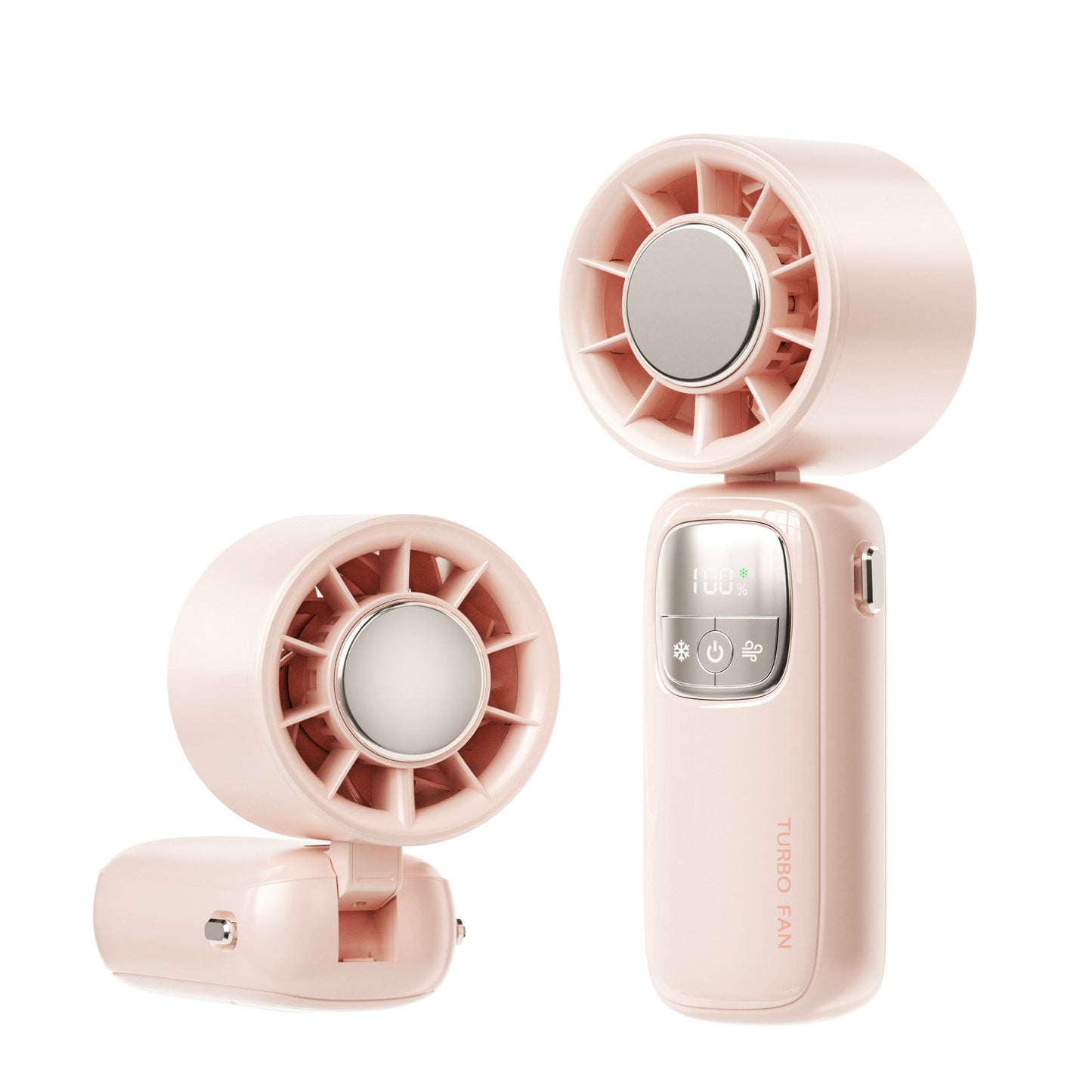 Handheld Turbo Fan with Foldable Head and Digital Display Controls