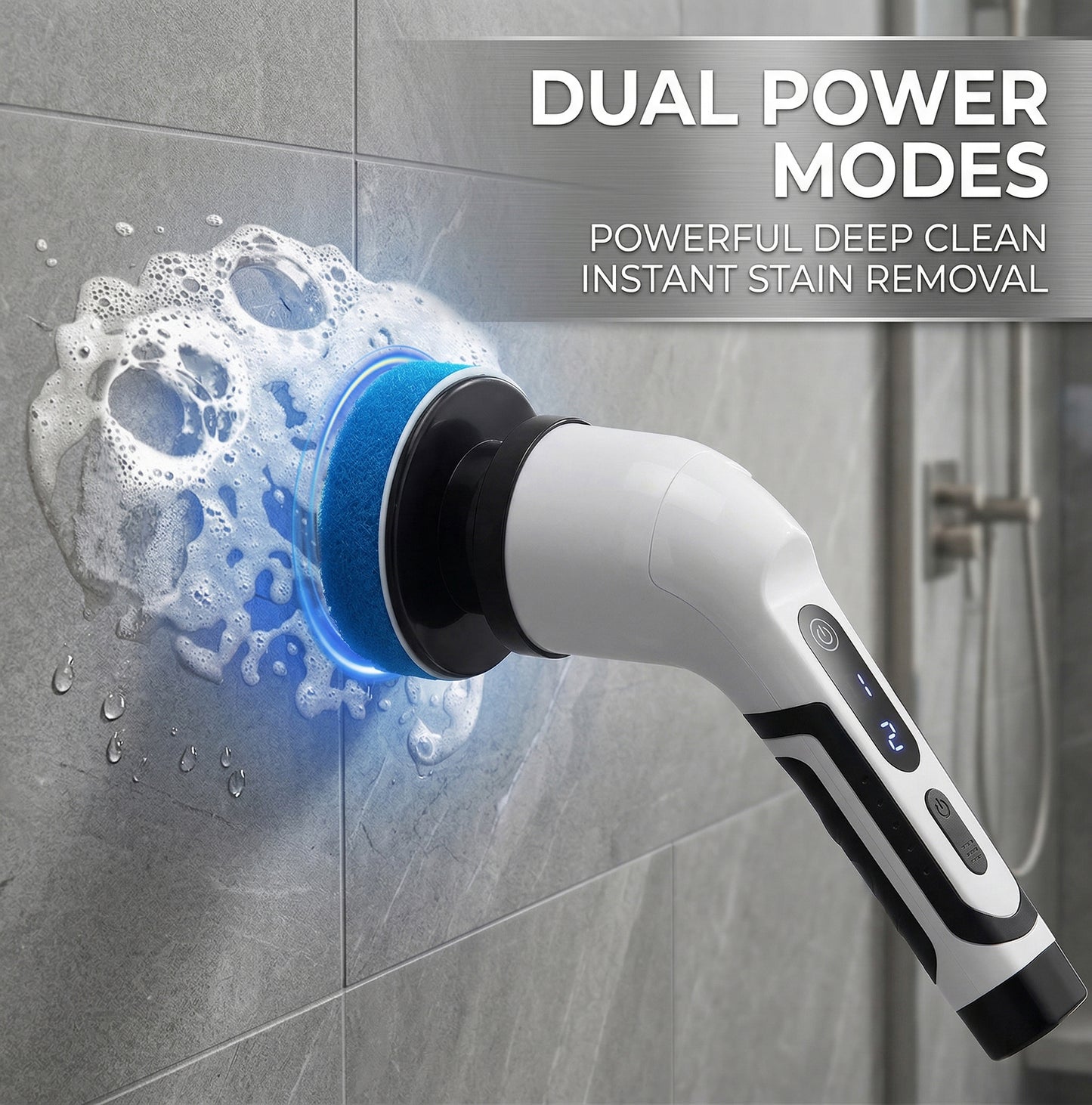 Electric Spin Scrubber Cleaning Brush with Adjustable Extension Handle Multi Head