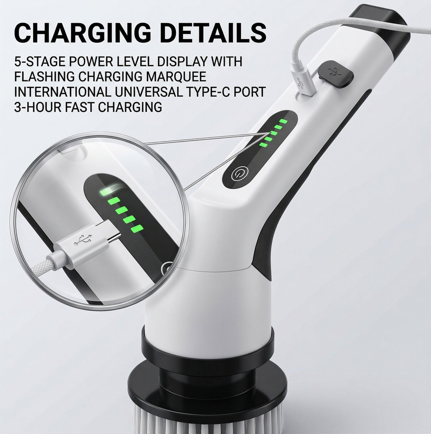 Electric Spin Scrubber Cleaning Brush with Adjustable Extension Handle Multi Head