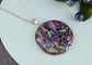 Alilang Silvery Tone Natural Abalone Shell Waterdrop Round Shape Pendant Necklace