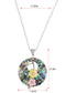 Alilang Natural Abalone Shell Silvery Tone Pendant Necklace with Relief Flower