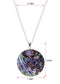 Alilang Silvery Tone Natural Abalone Shell Waterdrop Round Shape Pendant Necklace