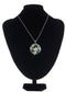 Alilang Natural Abalone Shell Silvery Tone Pendant Necklace with Relief Flower