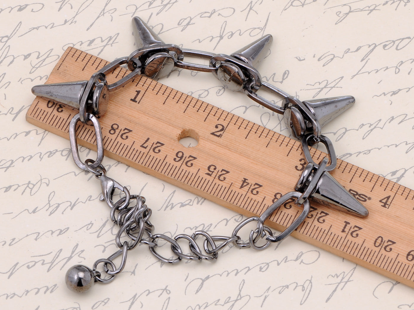 Five Point Studded D Punk Rock Chain Link Bracelet