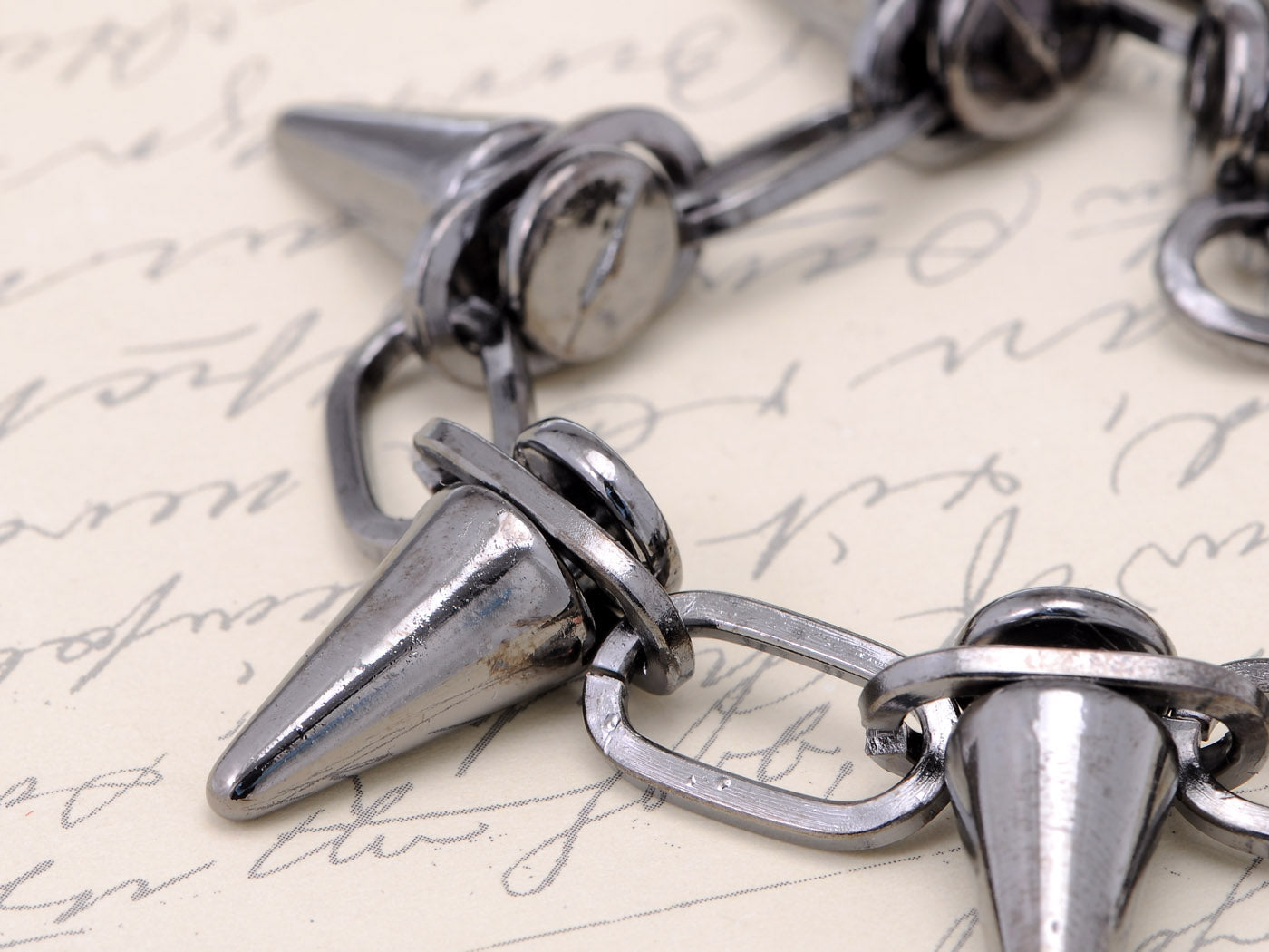 Five Point Studded D Punk Rock Chain Link Bracelet