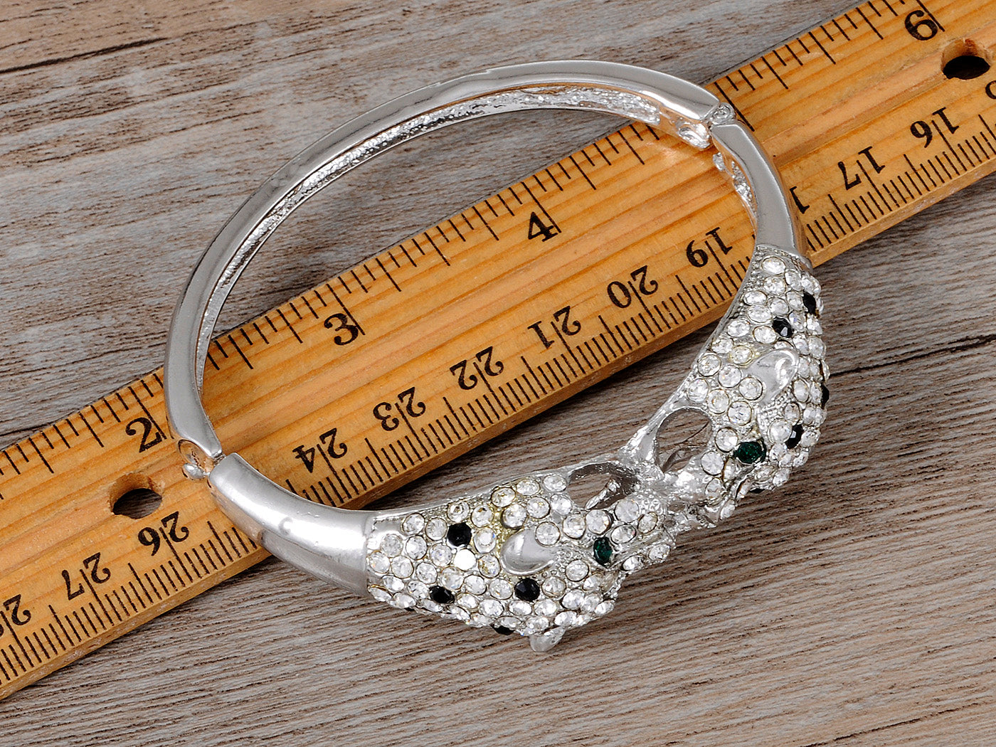 D Black Emerald Twin Lion Cuff Bracelet Bangle