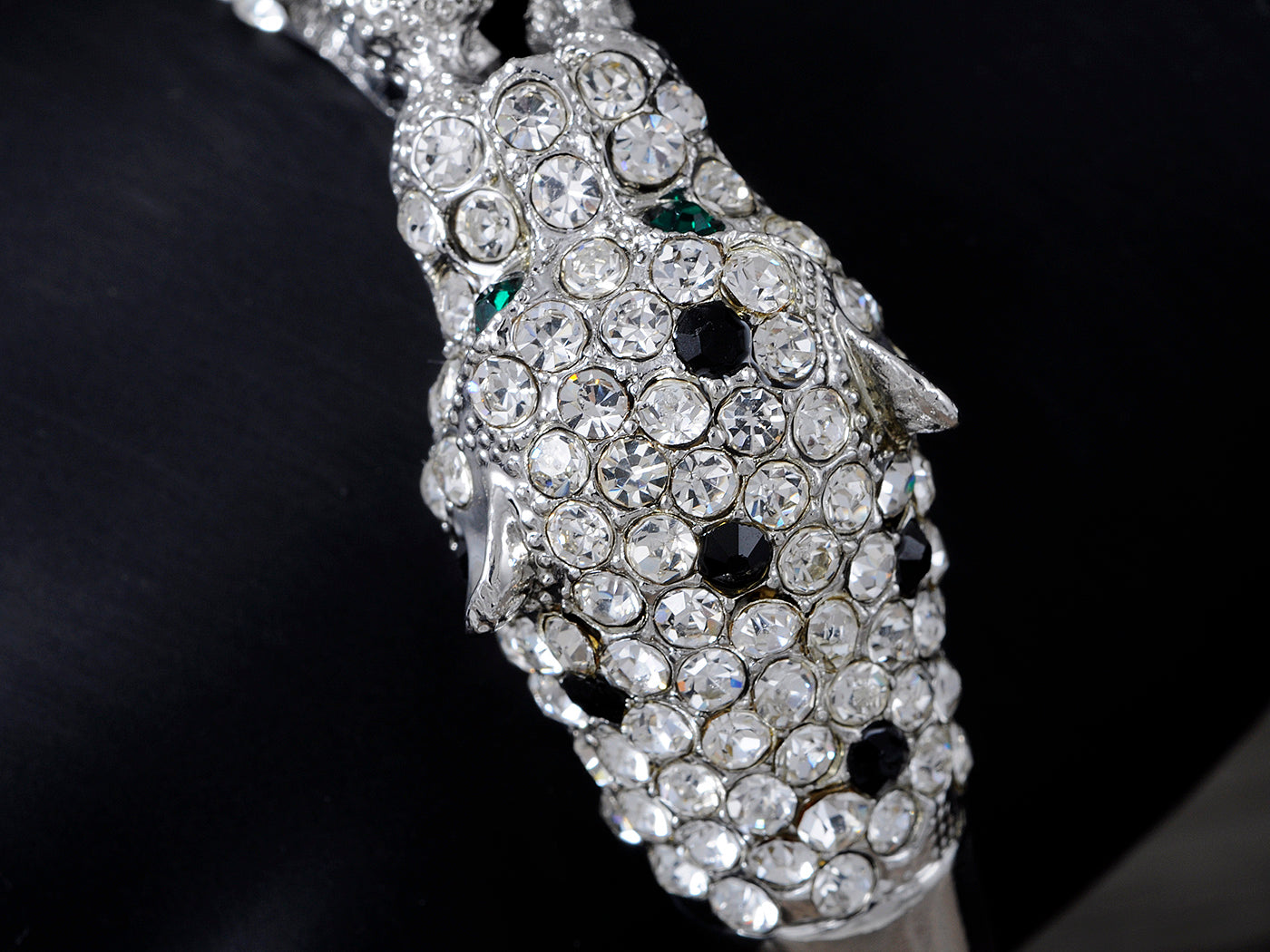 D Black Emerald Twin Lion Cuff Bracelet Bangle