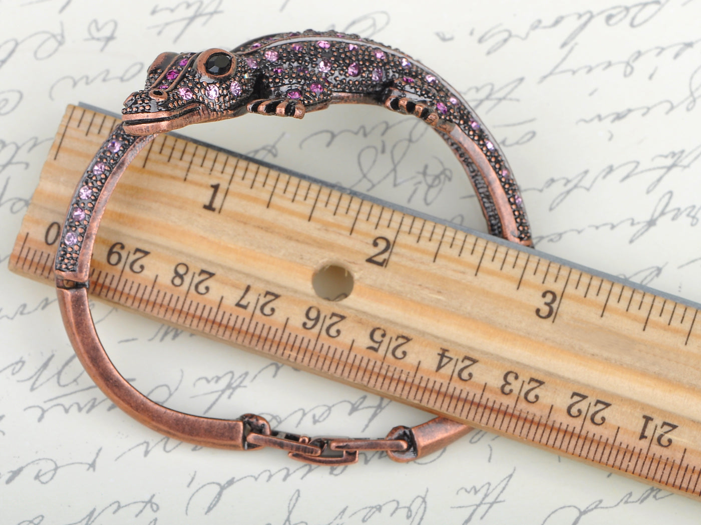 Copper Amethyst Colored Alligator Crocodile Bangle Bracelet
