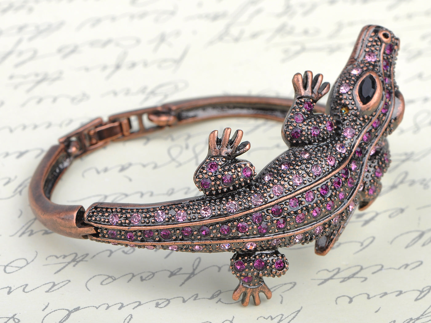 Copper Amethyst Colored Alligator Crocodile Bangle Bracelet