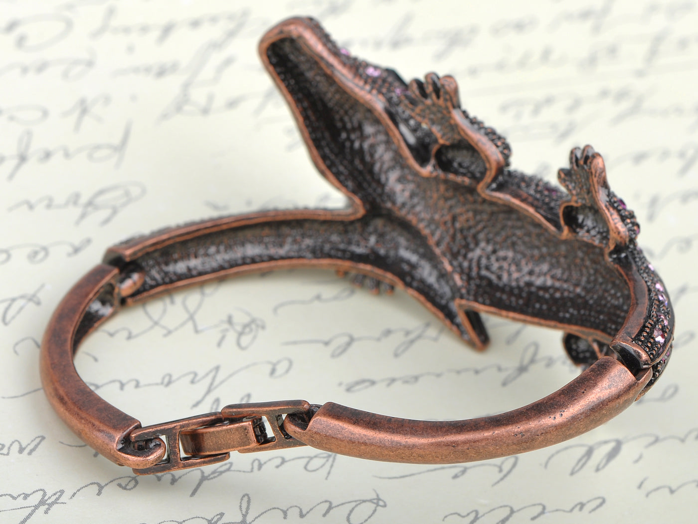 Copper Amethyst Colored Alligator Crocodile Bangle Bracelet