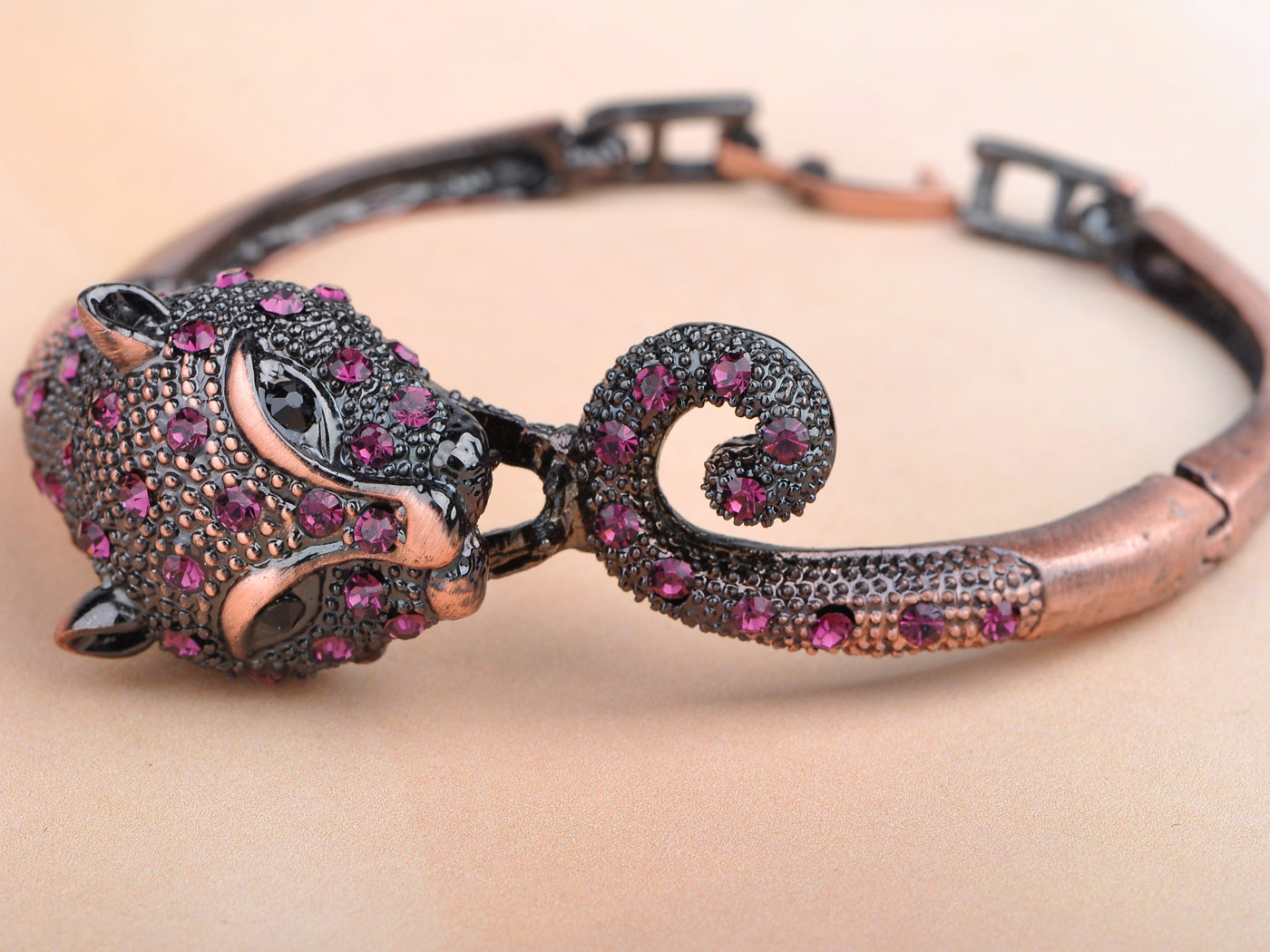 Copper Amethyst Jaguar Cuff Bracelet Bangle