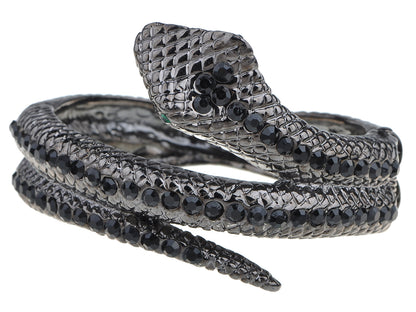 Gun Black Antique Snake Wrap Bangle Bracelet