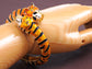 Orange Enamel Twin Tiger Cuff Bangle Bracelet
