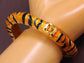 Orange Enamel Twin Tiger Cuff Bangle Bracelet