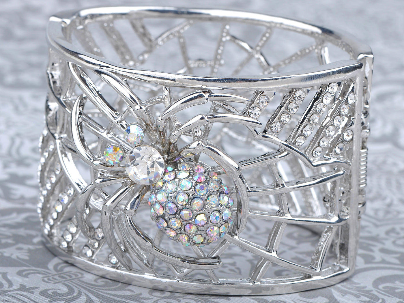 Silver Spider Web Bangle Bracelet