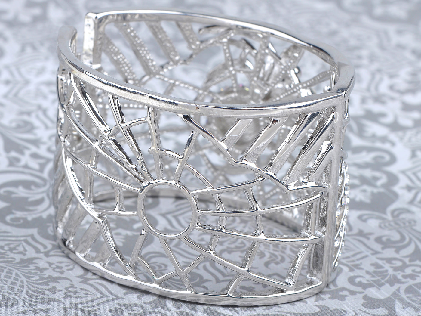 Silver Spider Web Bangle Bracelet