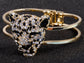 Gold Cheetah Leopard Face Head Cuff Bracelet