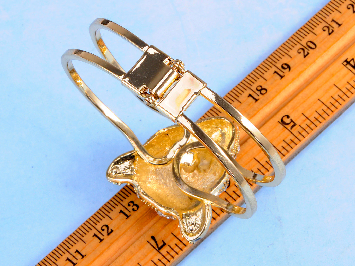 Gold Cheetah Leopard Face Head Cuff Bracelet