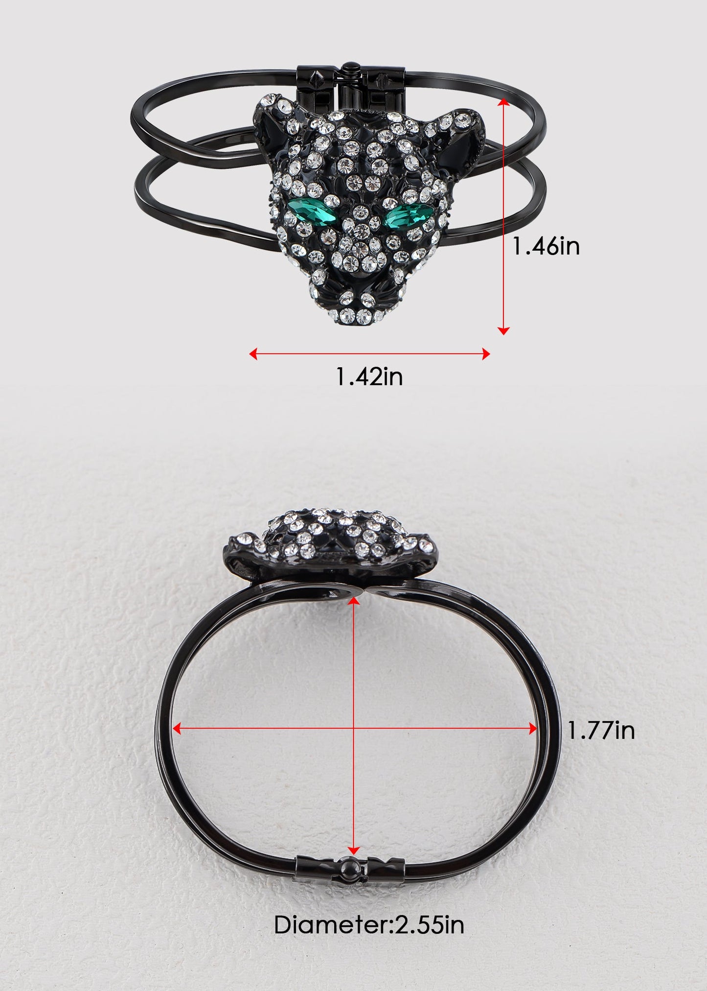 Gold Cheetah Leopard Face Head Cuff Bracelet