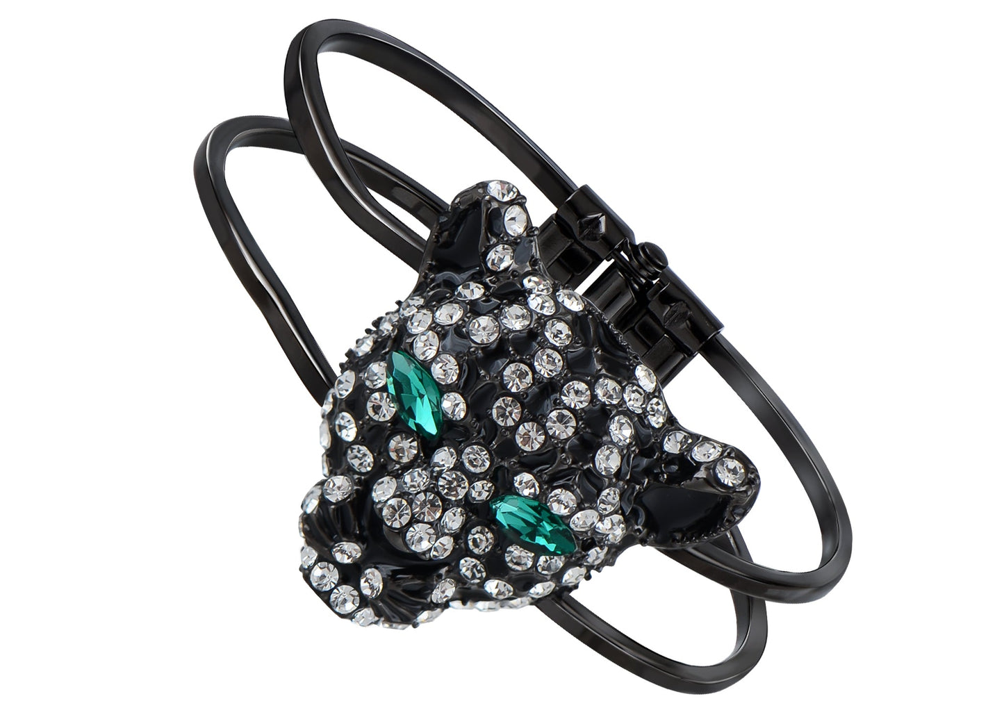 Gold Cheetah Leopard Face Head Cuff Bracelet