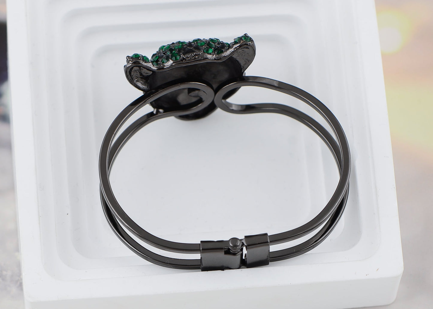 Gold Cheetah Leopard Face Head Cuff Bracelet