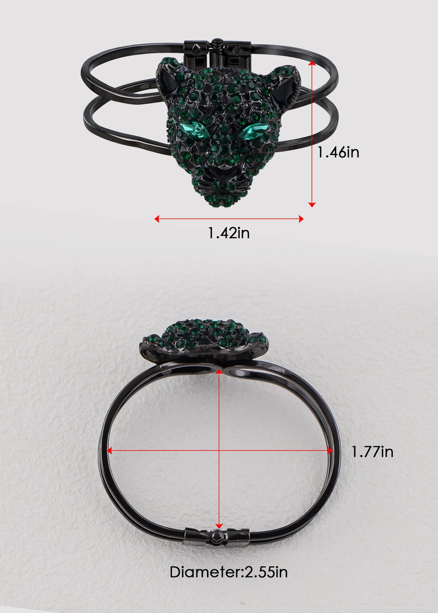 Gold Cheetah Leopard Face Head Cuff Bracelet