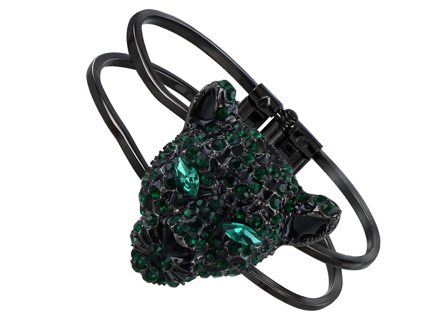 Gold Cheetah Leopard Face Head Cuff Bracelet