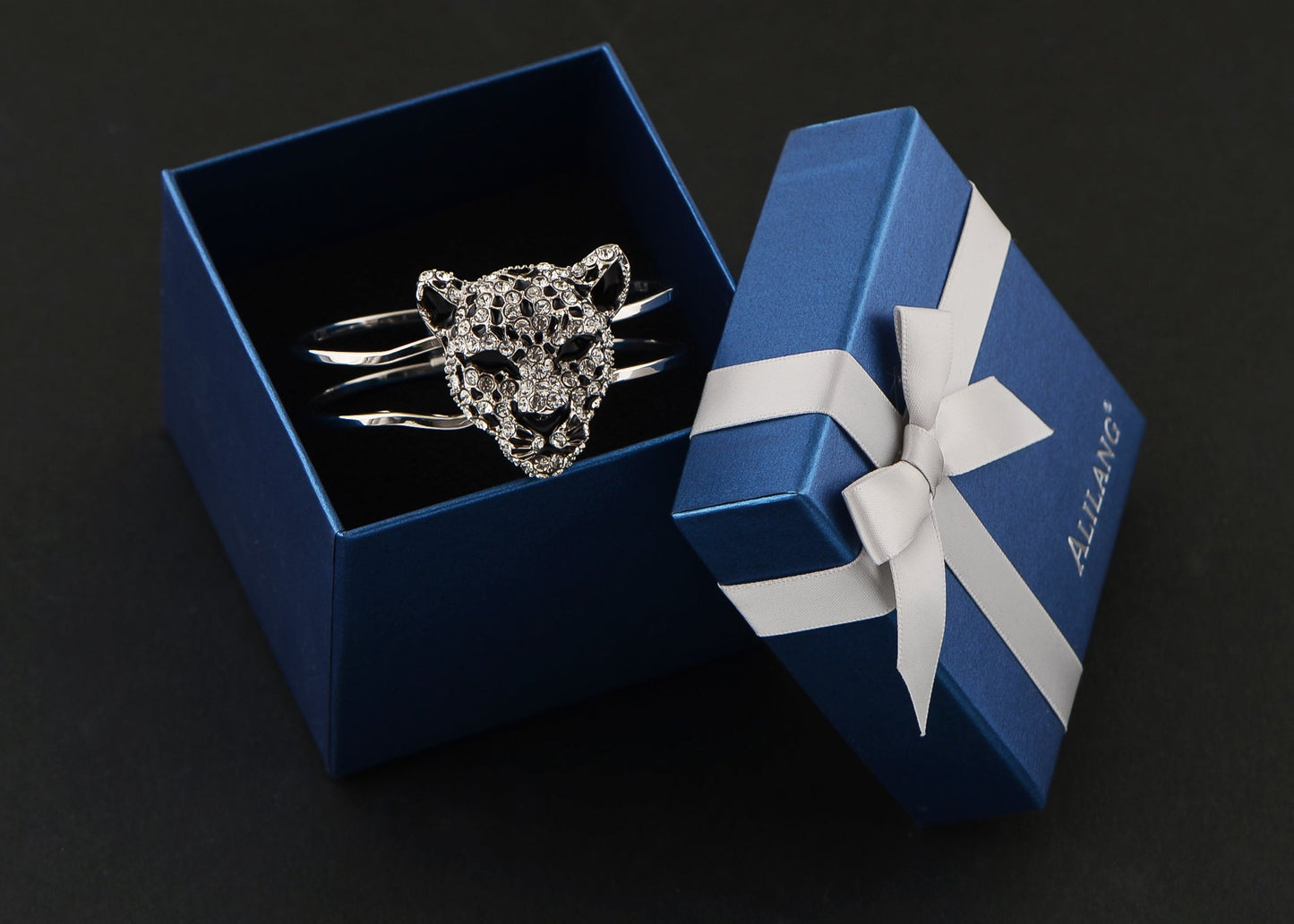 Gold Cheetah Leopard Face Head Cuff Bracelet