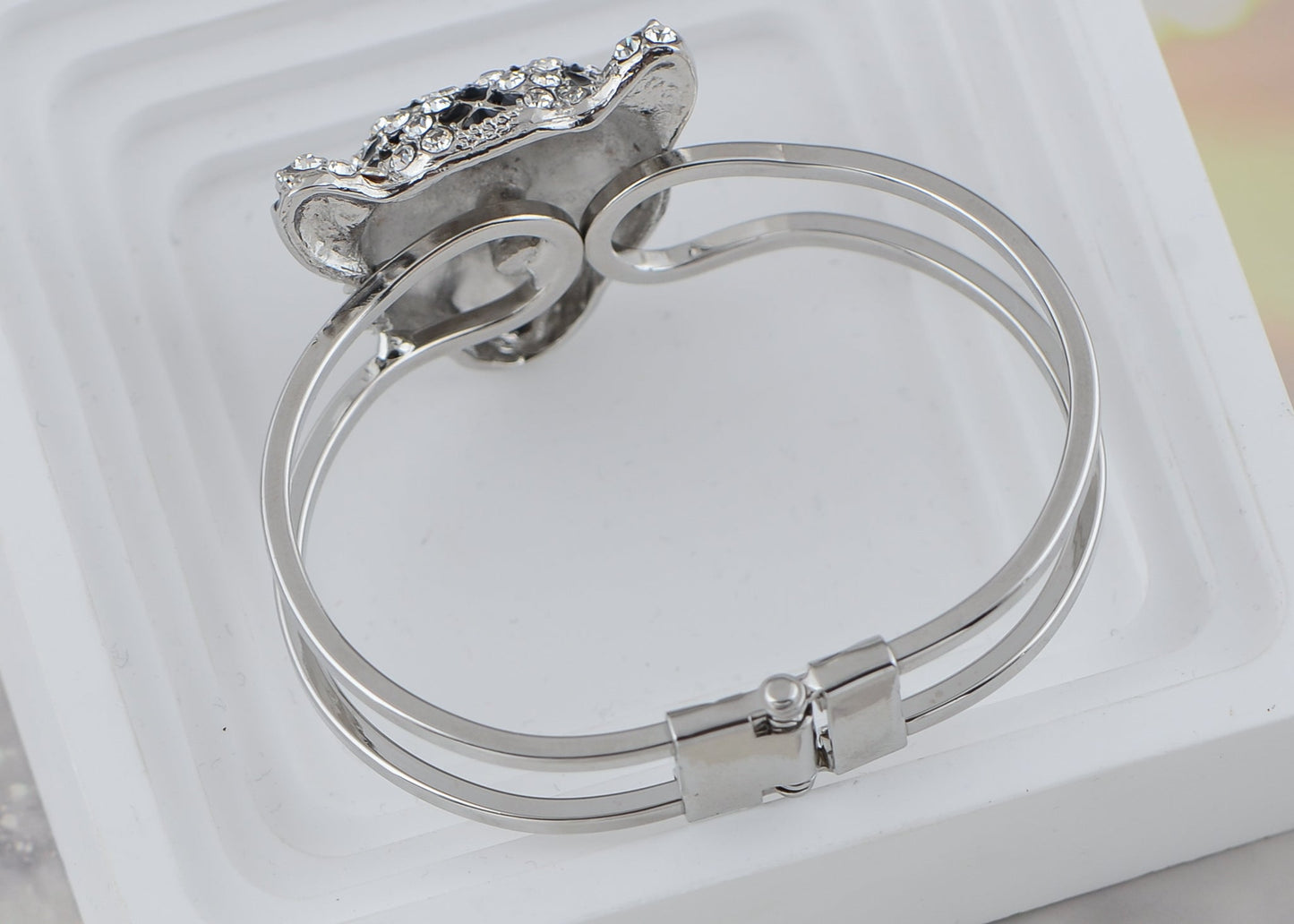 Gold Cheetah Leopard Face Head Cuff Bracelet