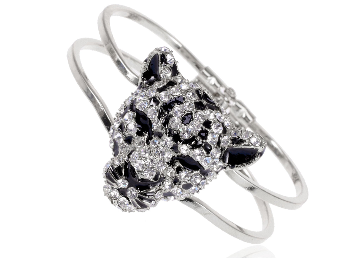 Gold Cheetah Leopard Face Head Cuff Bracelet