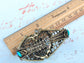 Antique Teal Zircon Heart Jeweled Butterfly Bangle Bracelet