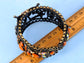 Topaz Color Orange Monarch Butterfly Floral Lace Cutout Cuff Bracelet Bangle