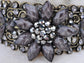 Smoke Black Gray Floral Vintage Inspire Cuff Bracelet Bangle