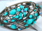 Turquoise Jeweled Blue Flower Cuff Bangle Bracelet